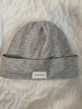 Versace Gray Knit Cuffed Beanie